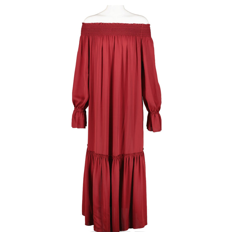 Theory Bourgondische Off-Shoulder Jurk