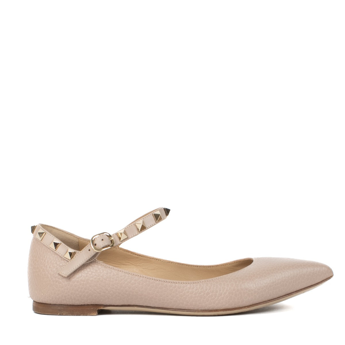 Shop safe online at Labellov in Antwerp, Brussels and Knokke this 100% authentic second hand Valentino Garavani Grey Leather Rockstud Ballerinas - Size 38
