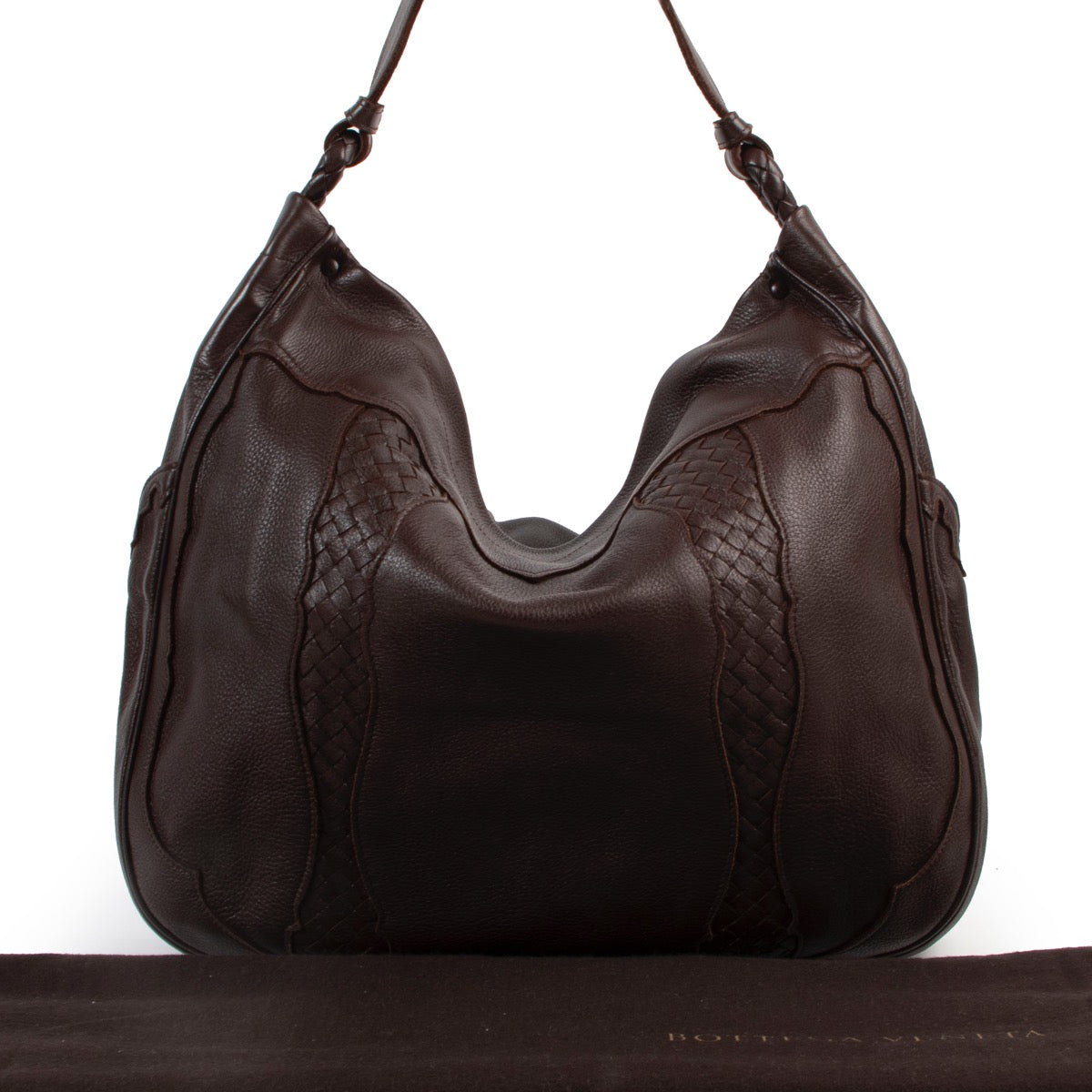 Veilig online kopen van authentiek Bottega Veneta bruine tote schouder handtas.