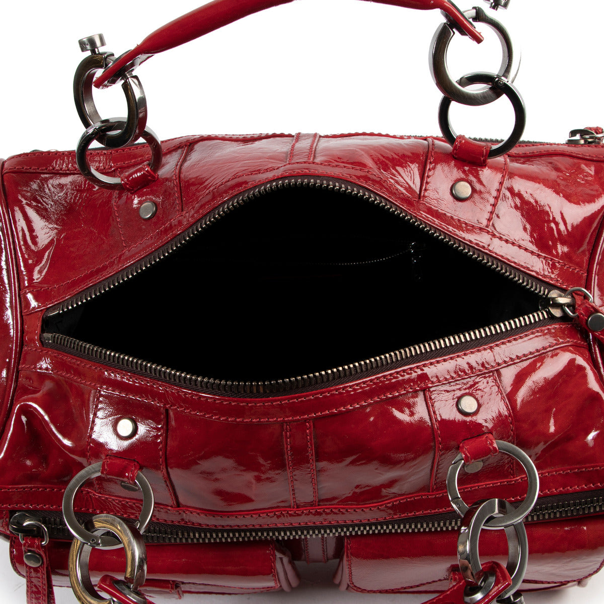 Lanvin Red Patent Boston Bag