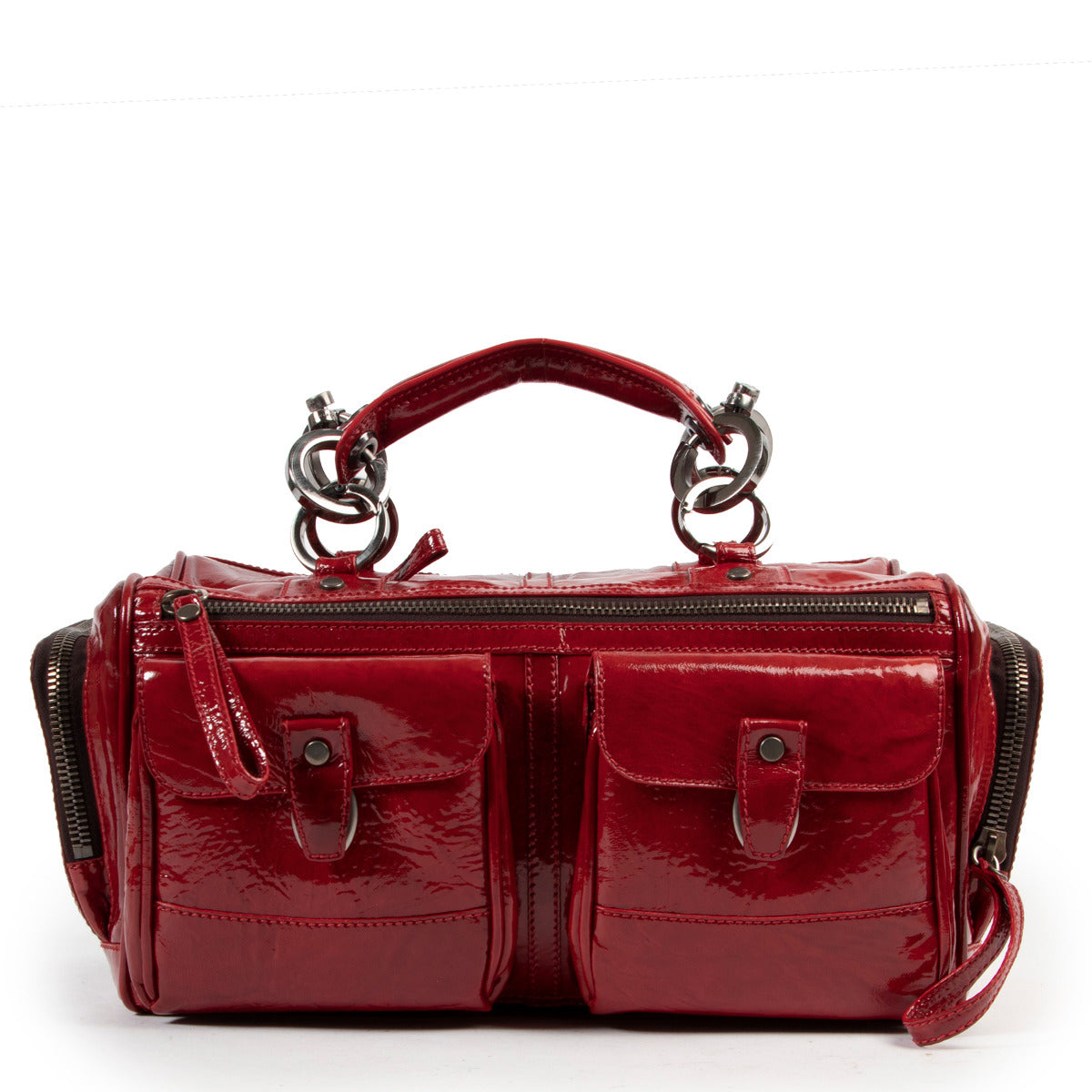 Lanvin Red Patent Boston Bag for the best price at Labellov secondhand luxury