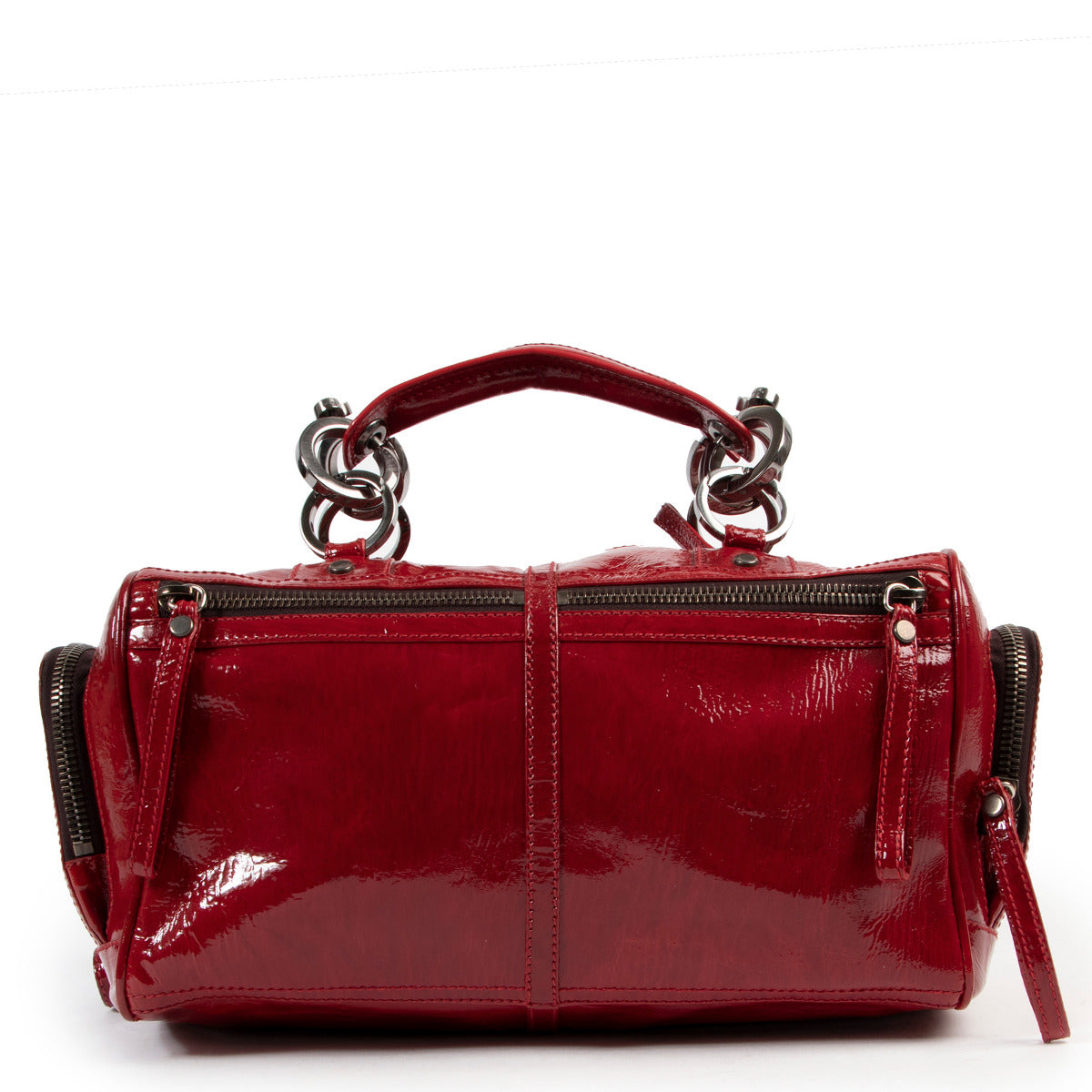 Lanvin Red Patent Boston Bag