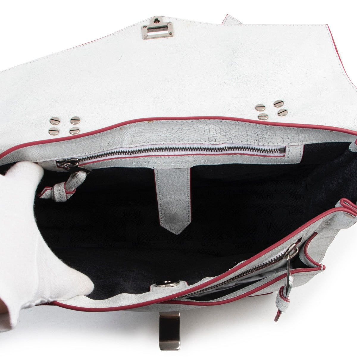 Shop safe online second hand Proenza Schouler White Crackle Medium PS1 Shoulder Bag.