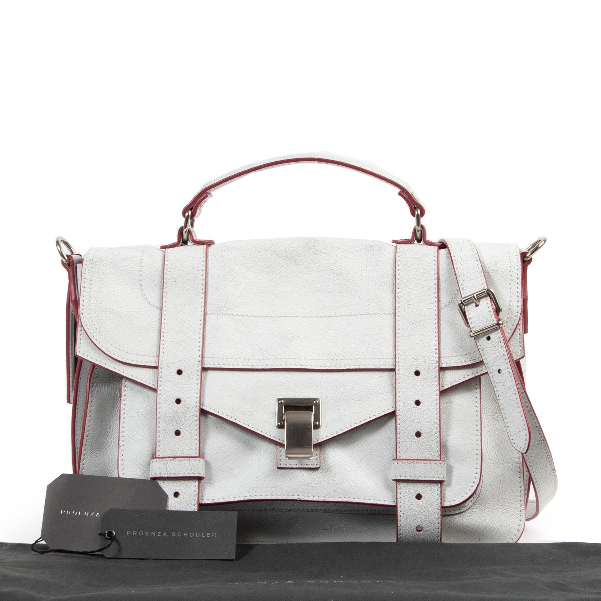 Veilig online kopen van authentieke Proenza Schouler wit Crackle Medium PS1 handtas.