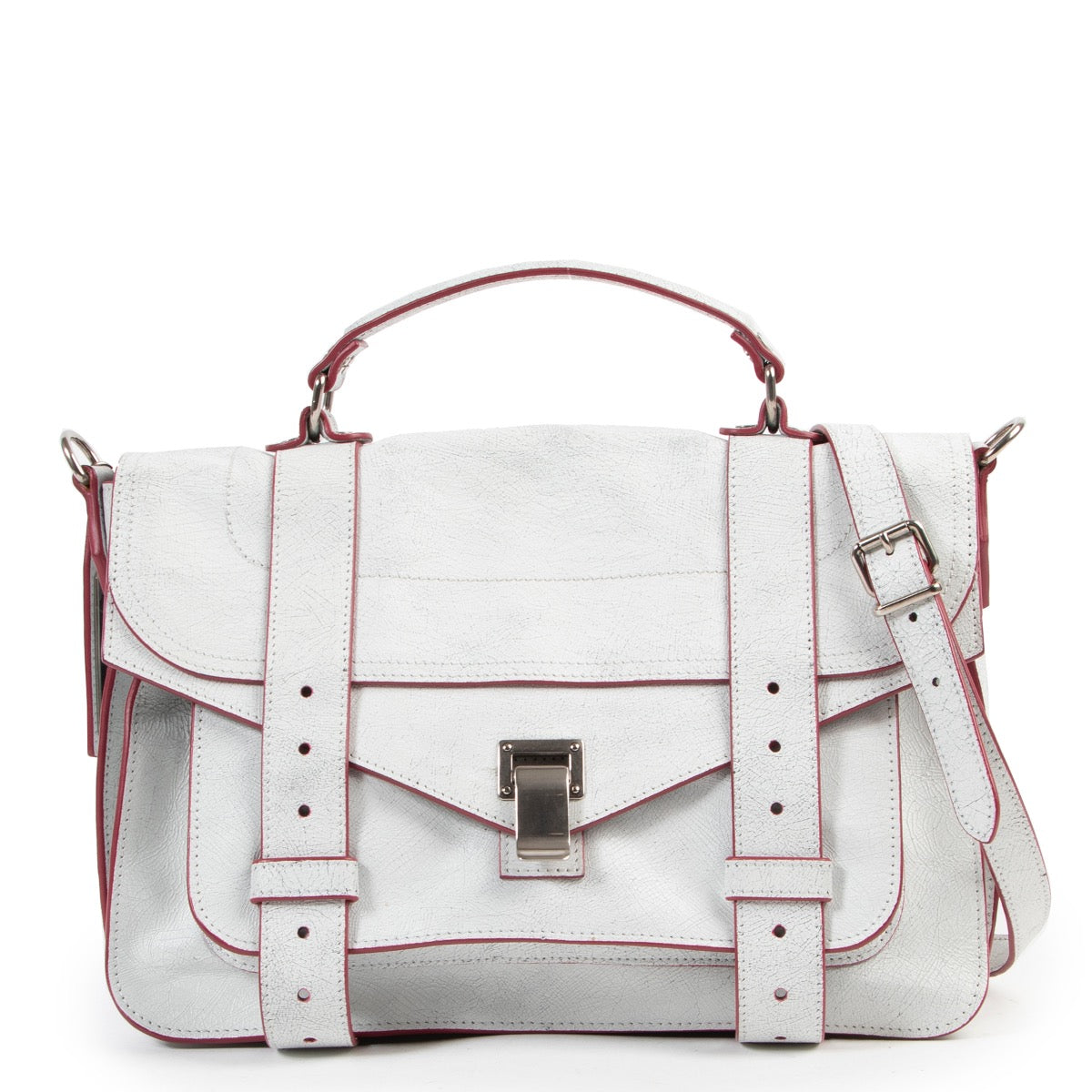 Shop safe online second hand Proenza Schouler White Crackle Medium PS1 Shoulder Bag.
