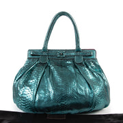 Zagliana Metallique Turquoise Puffy Python Hobo Bag shop safe online