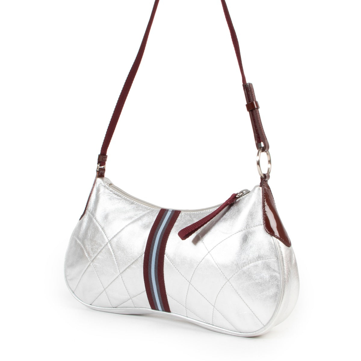 New Prada Shoulder Nappa Matelasse Bag Argento