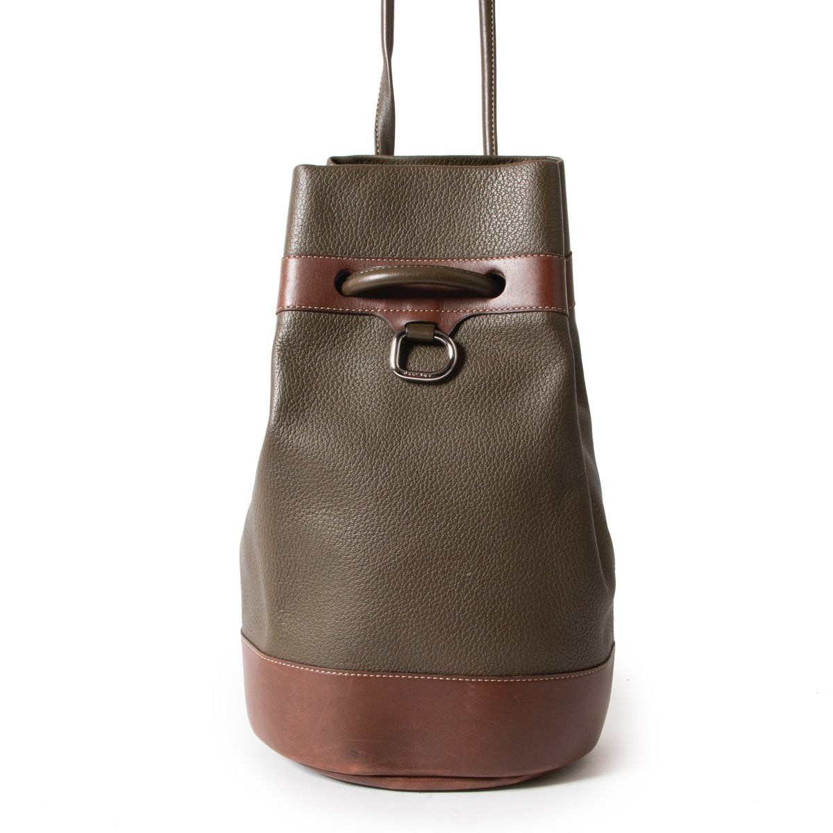 Shop safe online 100% authentic second hand Delvaux Green Bucket Bag in good preloved condition at the right price at Labellov in Antwerp.