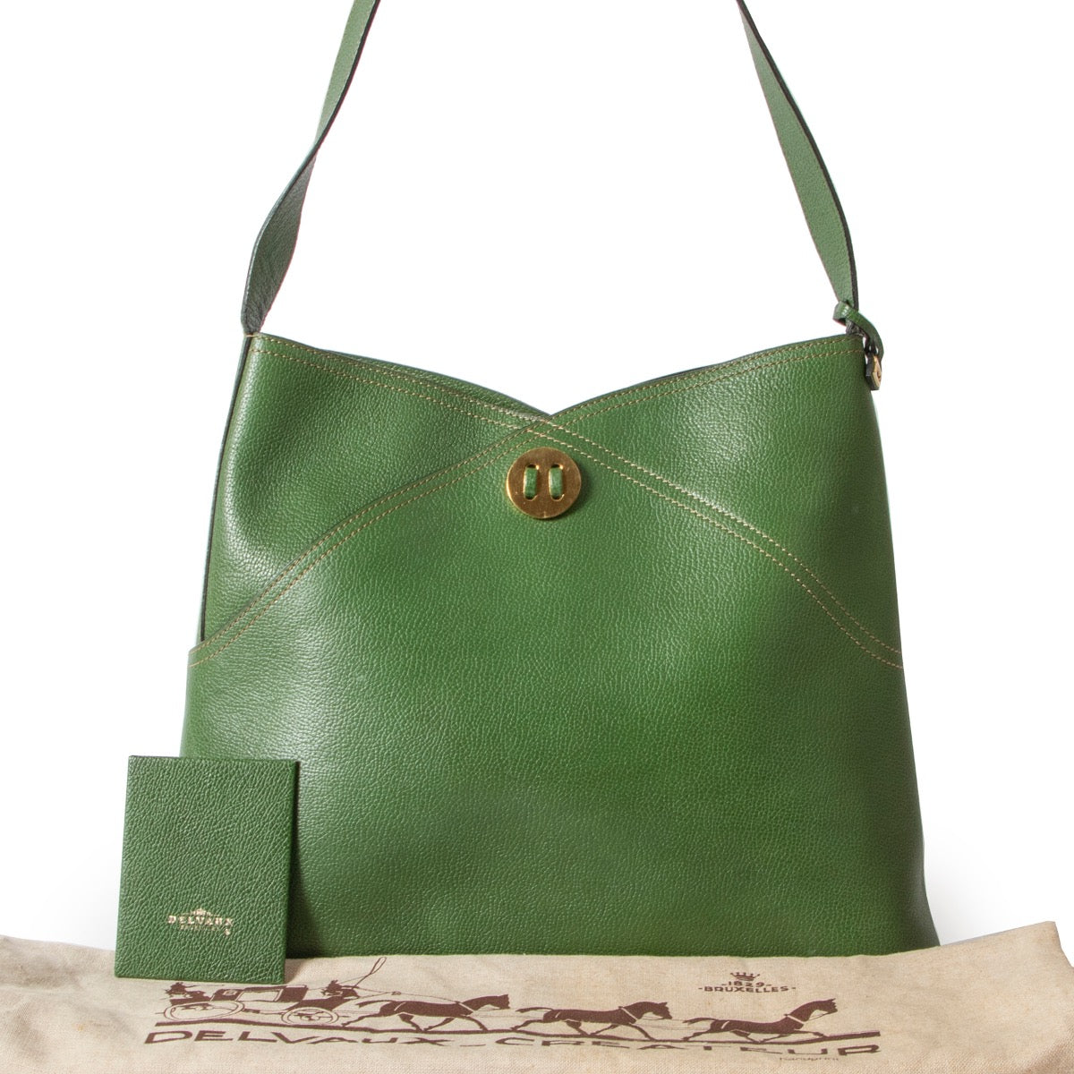 Shop safe online 100% authentic second hand Delvaux Green Shoulder bag at the right price in very good preloved condition at Labellov in Antwerp.