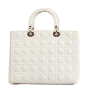 Buy an authentic Christian Dior White Large Lady Dior Top Handle on LabelLov.com
