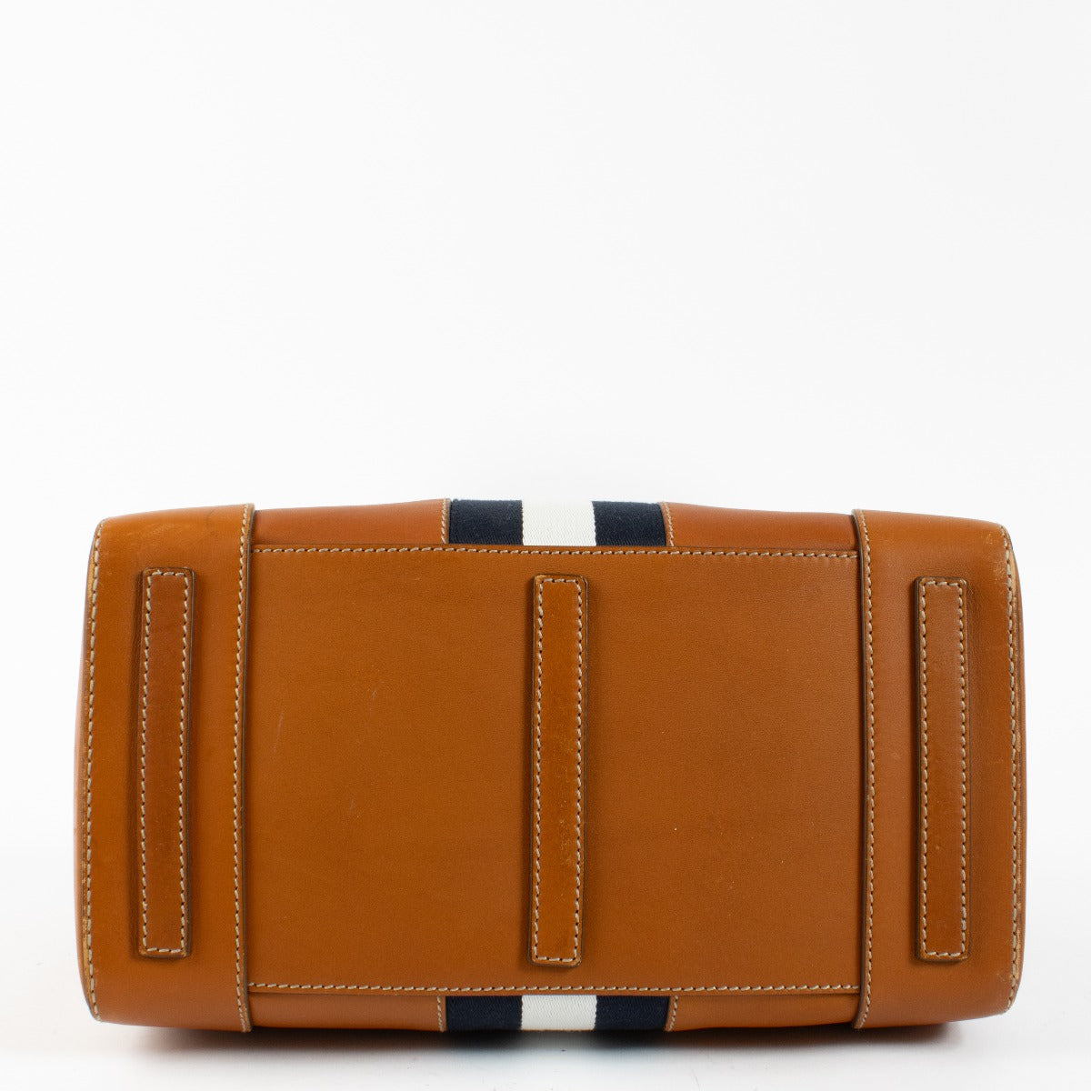 Authentic second hand Ralph Lauren Collection Tan/Navy Striped Soft Ricky 33 Bag on Labellov.com