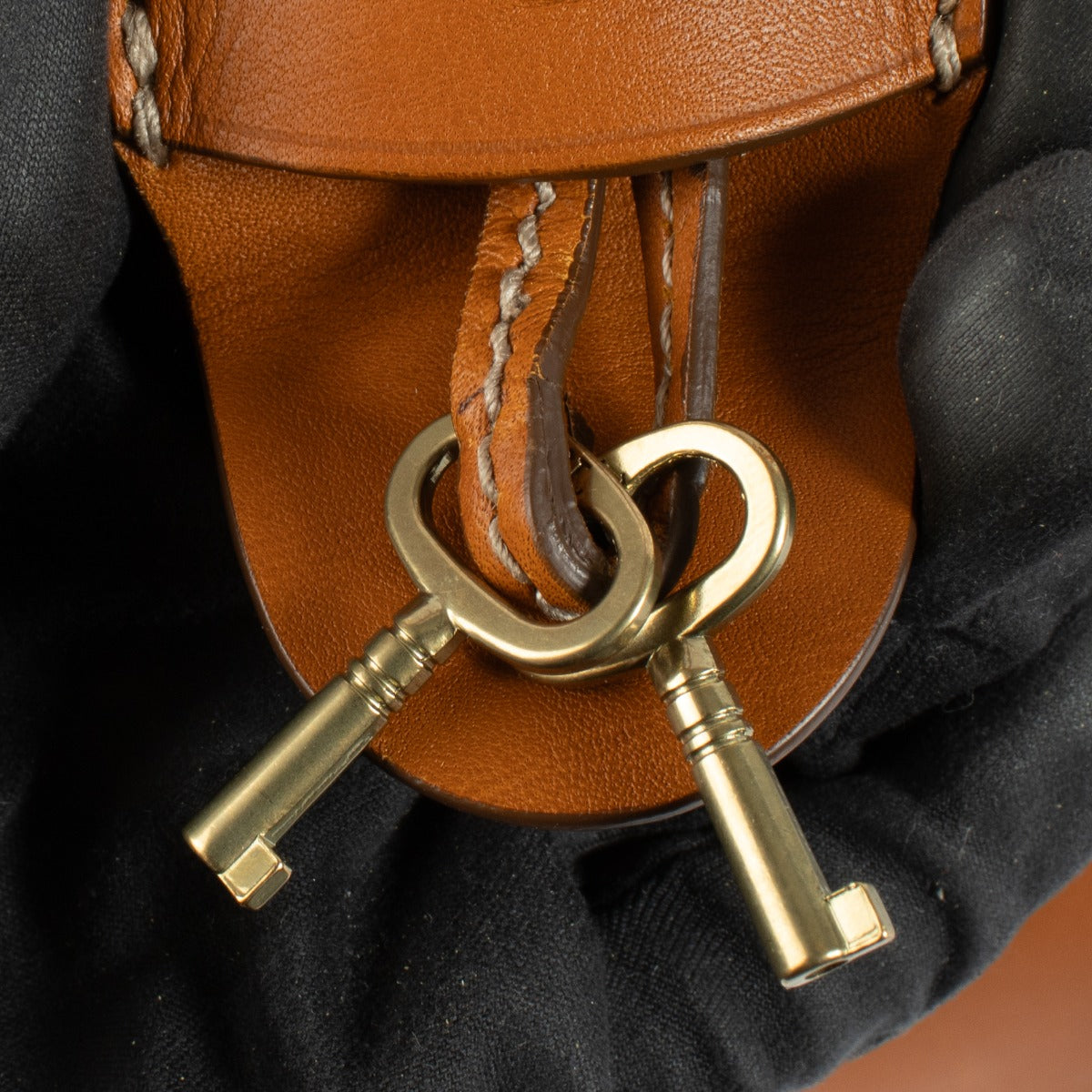 Authentic second hand Ralph Lauren Collection Tan/Navy Striped Soft Ricky 33 Bag on Labellov.com
