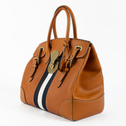 Authentic second hand Ralph Lauren Collection Tan/Navy Striped Soft Ricky 33 Bag on Labellov.com
