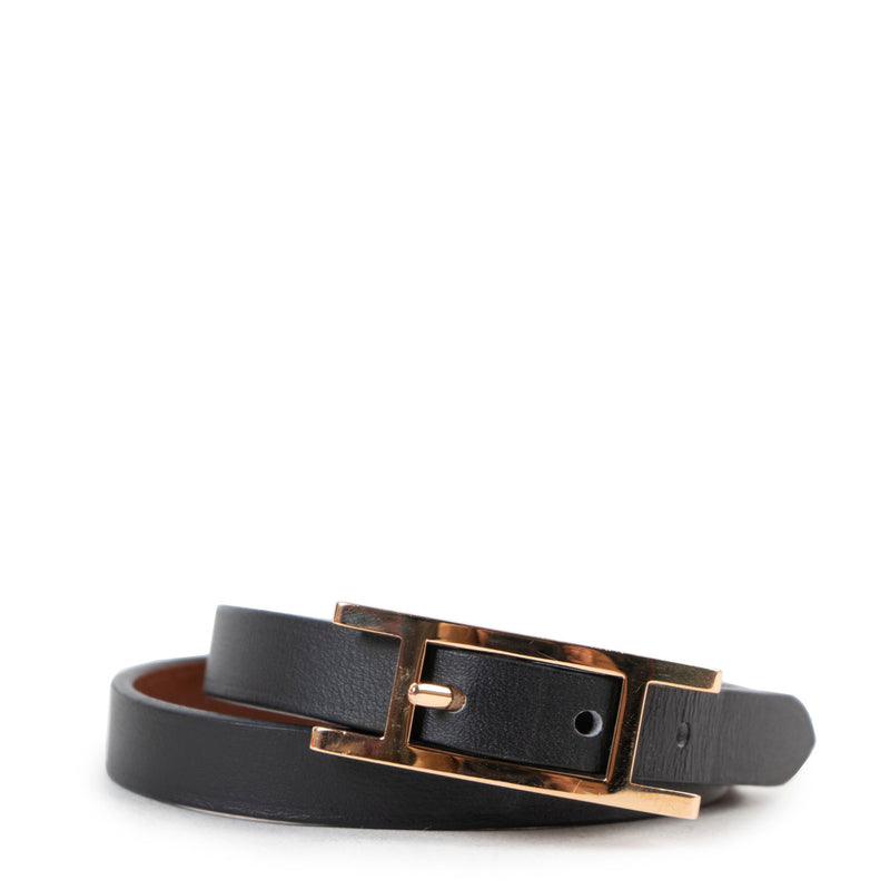 Hermès Black / Gold Hapi Double Tour Bracelet