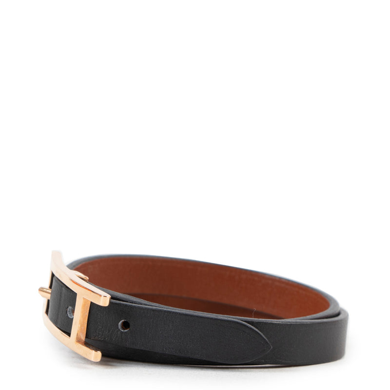 Hermès Zwarte Behapi Double Tour Armband