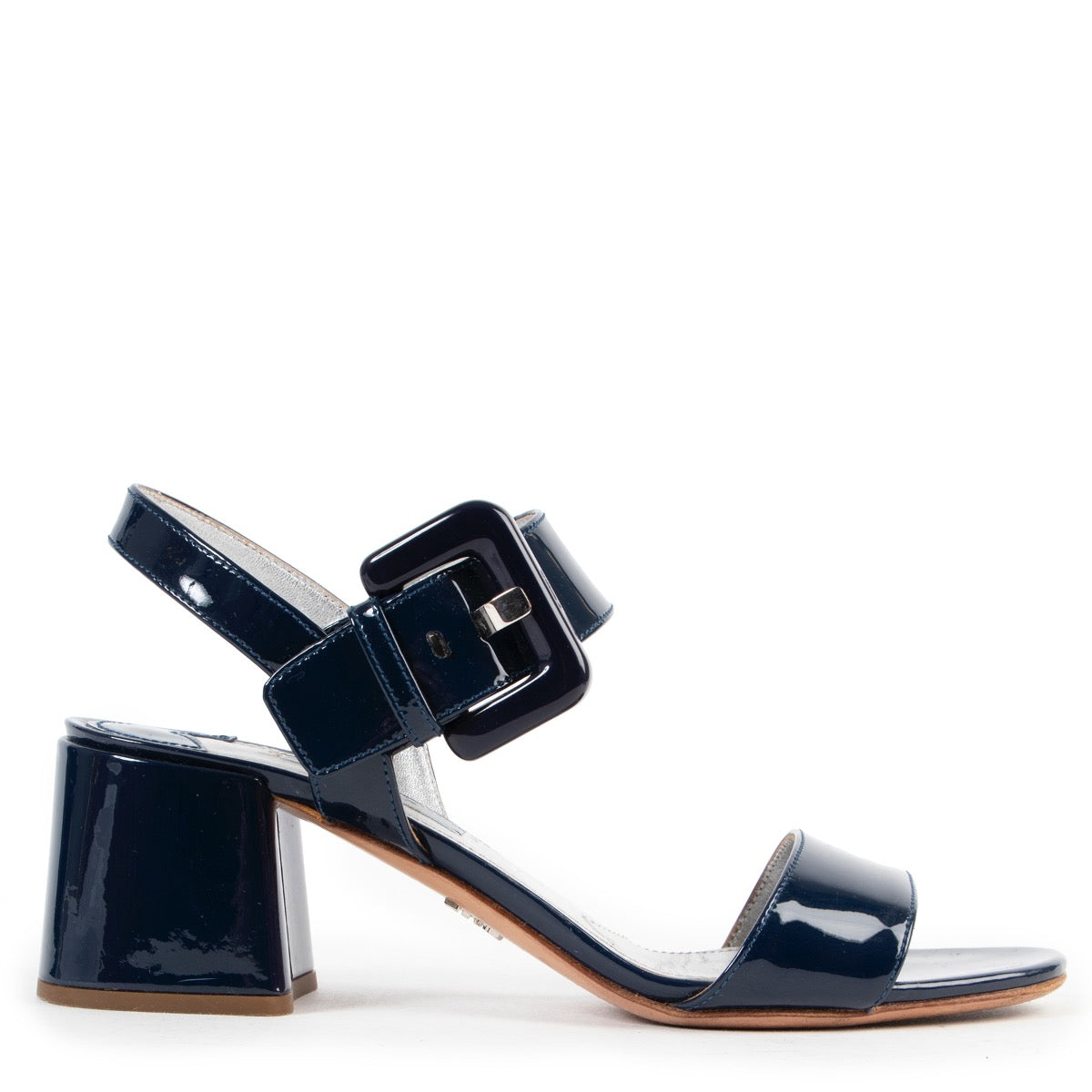 Shop safe online authentic second hand Prada Blue Patent Leather Sandals - Size 37.