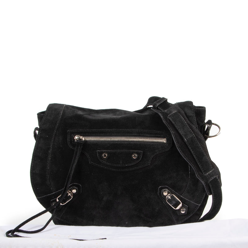 Balenciaga Zwarte Suède Neo Folk Crossbody Tas