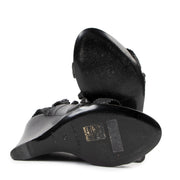 Balenciaga Black Brogue Arena Ankle Strap Wedge Sandals