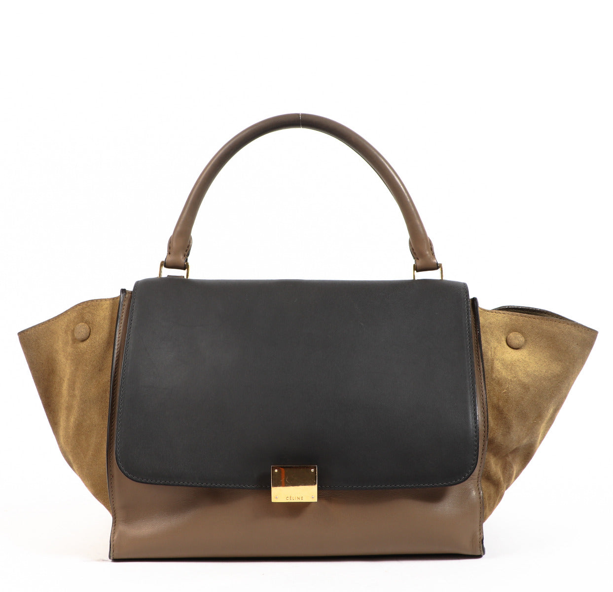 Celine Grijs & Beige Middelgrote Trapeze Schoudertas