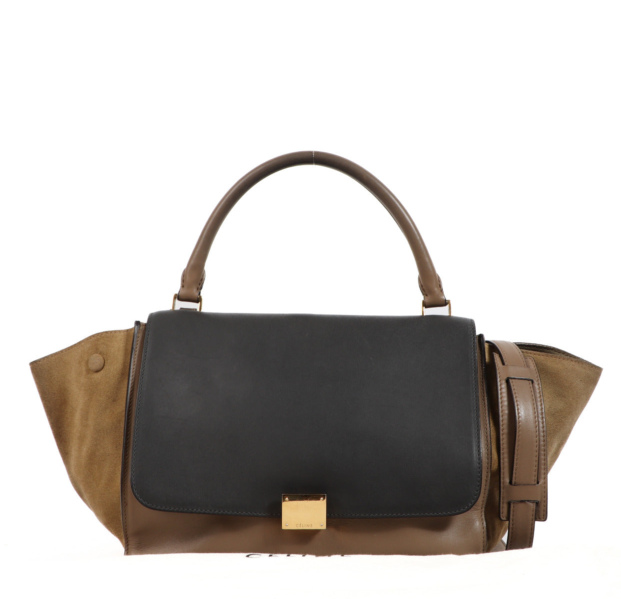 Celine Grijs & Beige Middelgrote Trapeze Schoudertas