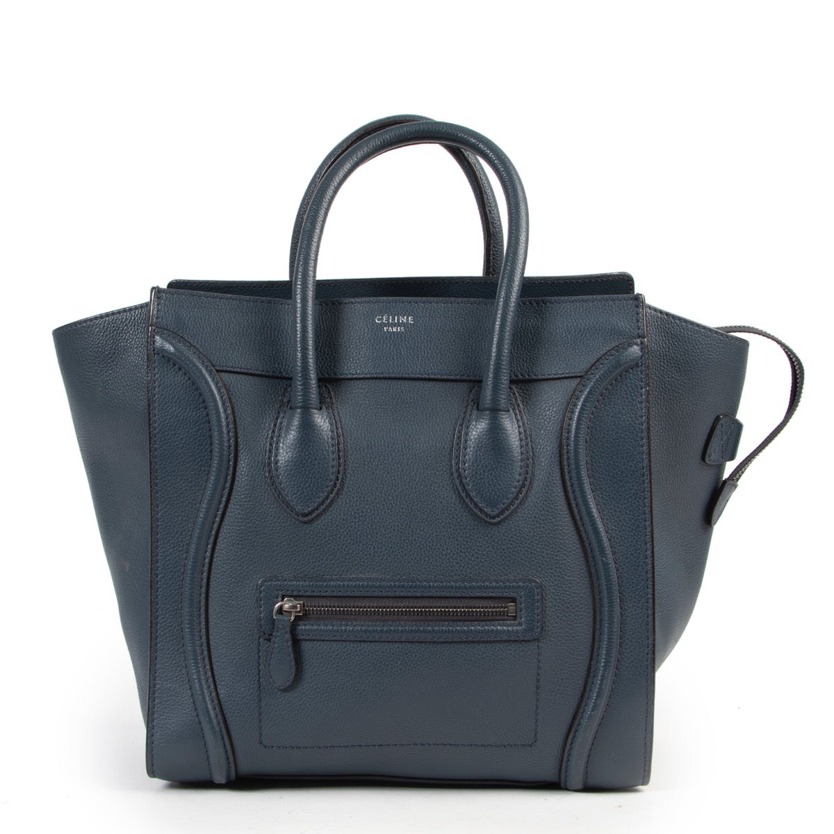 Shop this Celine Blue Mini Luggage Handbag at Labellov online or in store to complete your outfit.