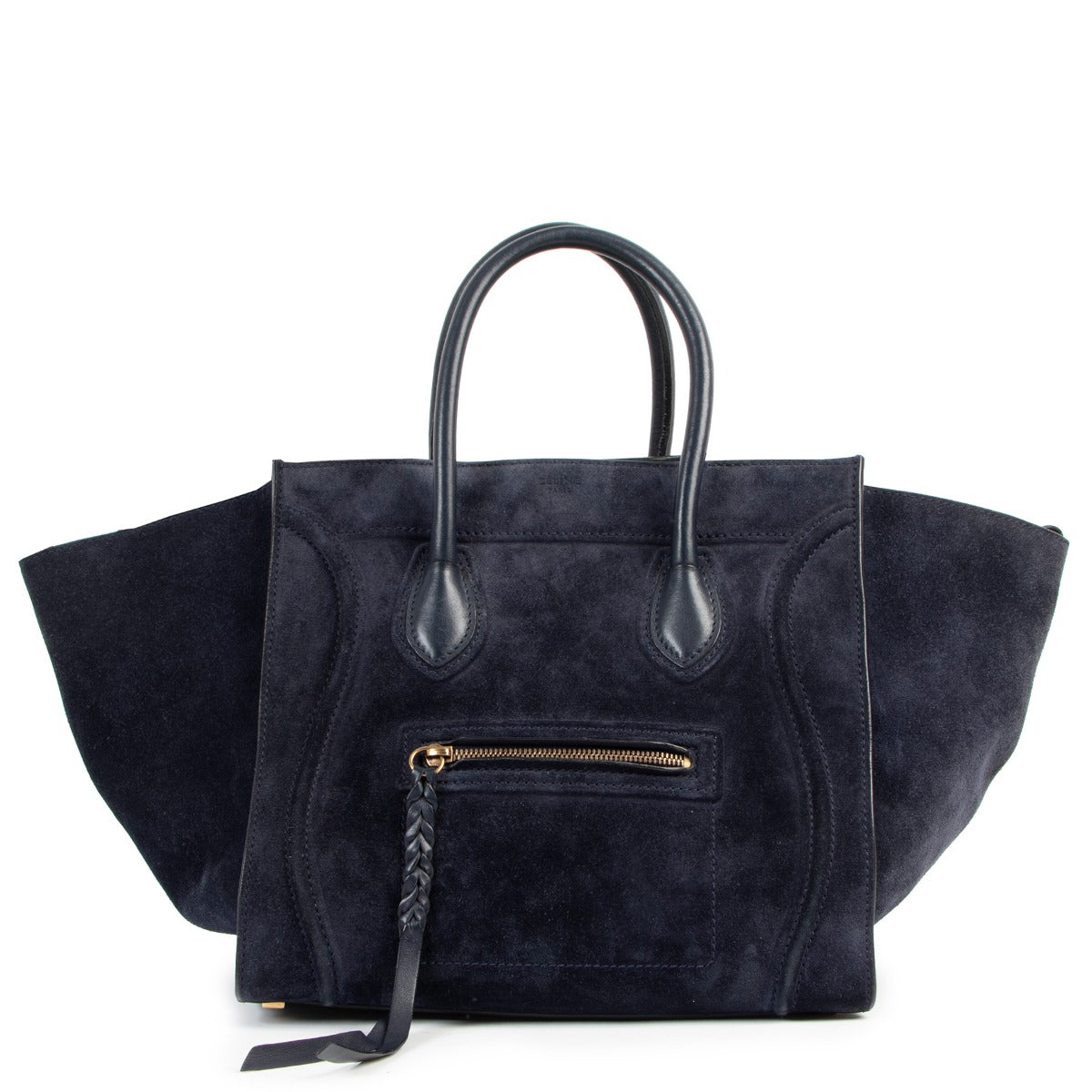 Celine Blue Medium Luggage Phantom Suede Tote Bag