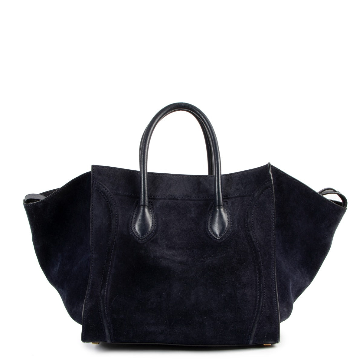 Celine Blue Medium Luggage Phantom Suede Tote Bag