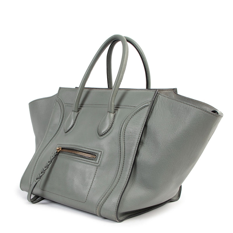 Celine Teal Luggage Phantom Medium Tote Bag