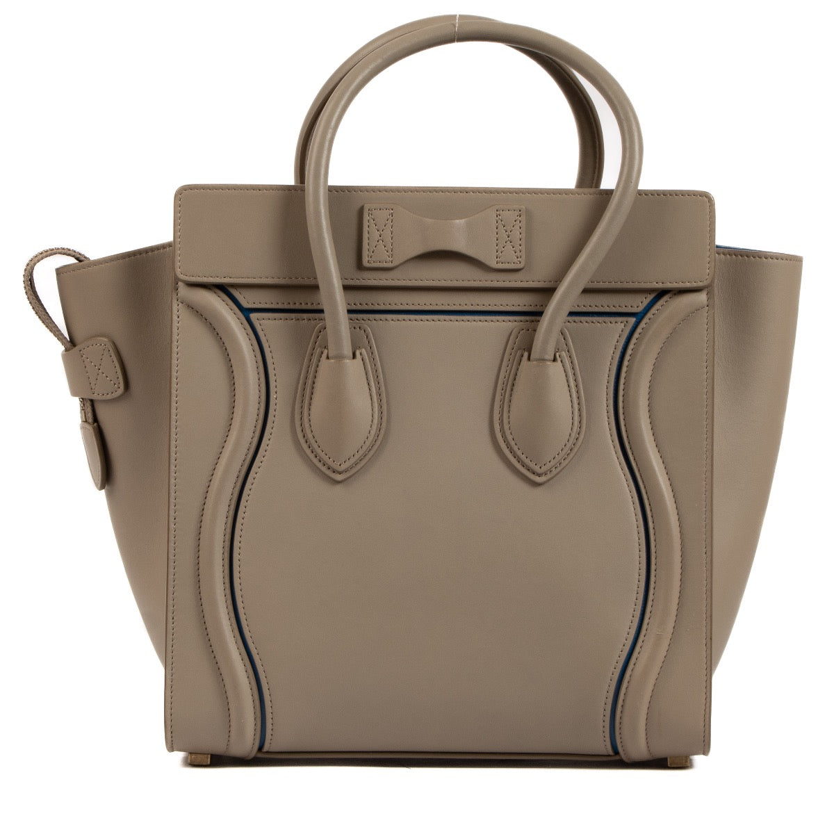 Buy an authentic second hand Céline Grey Drummed Calfskin Luggage Top Handle Bag in very good condition at Labellov Antwerp, Brussels, Knokke.