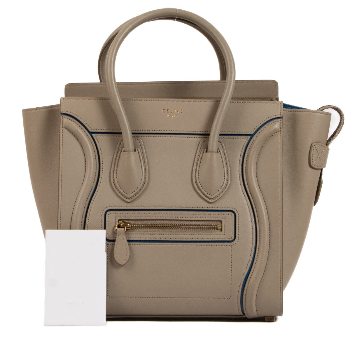 Celine Light Taupe Kalfsleder Micro Luggage Handtas