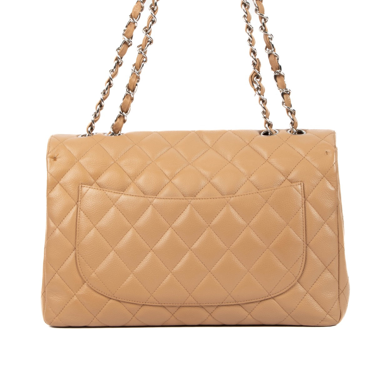 Shop this authentic second hand Chanel Beige Caviar Leather Large Classic Flap Bag on Labellov.com
