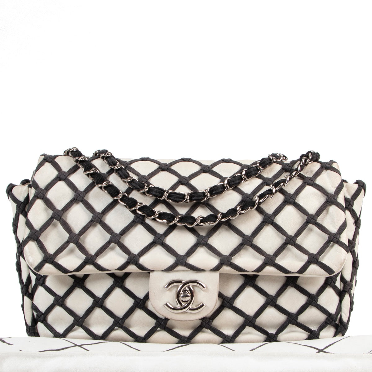 shop safe online secondhand Chanel Black And White Limited Classic Flap Bag