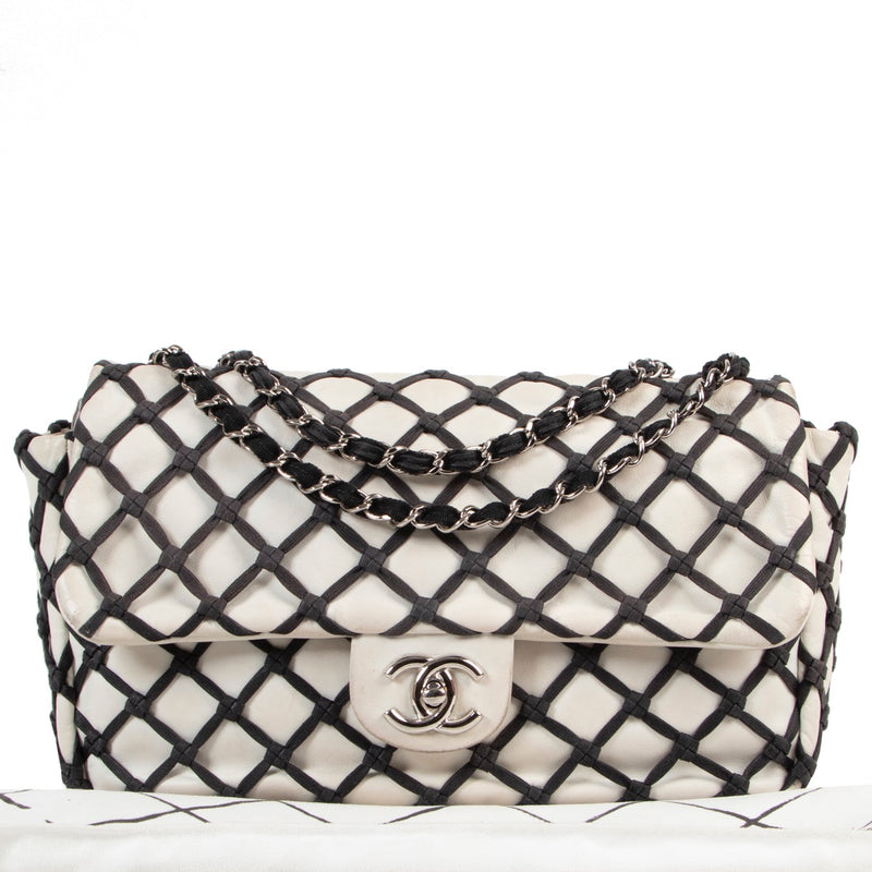 shop safe online secondhand Chanel Black And White Limited Classic Flap Bag
