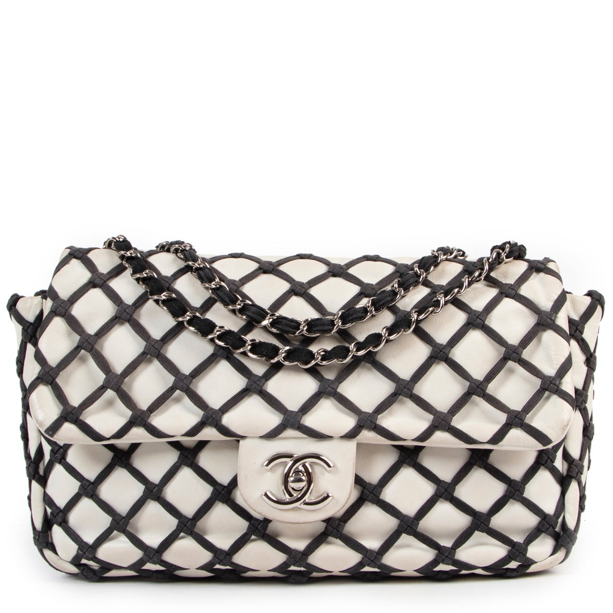 Chanel Black And White Limited Classic Flap Bag
