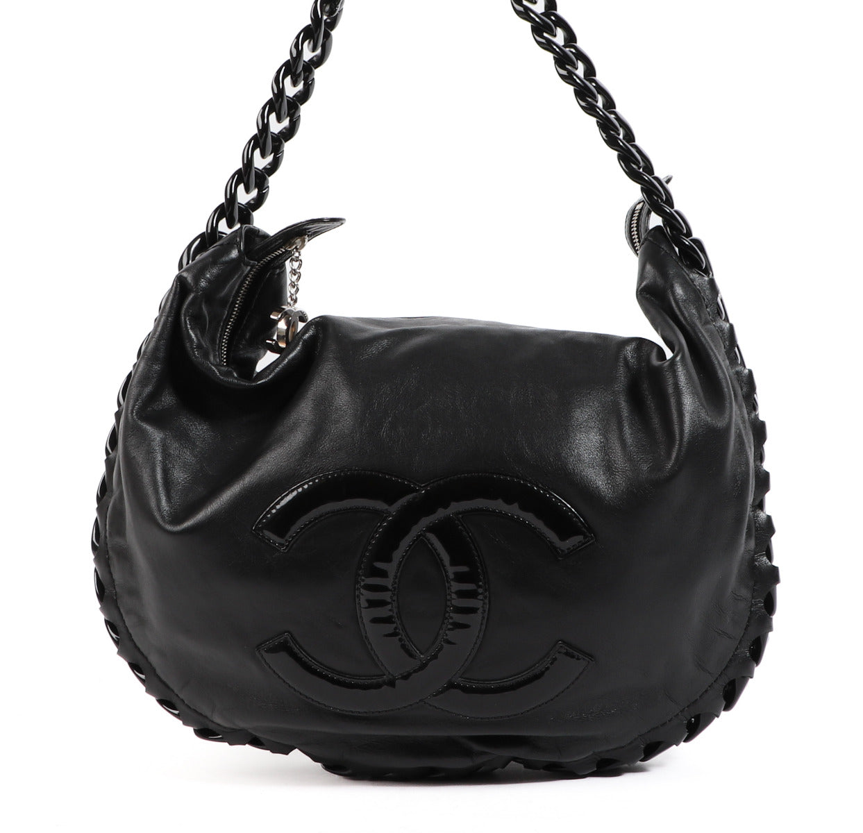 Chanel Black Leather Modern Chain Hobo Shoulder Bag