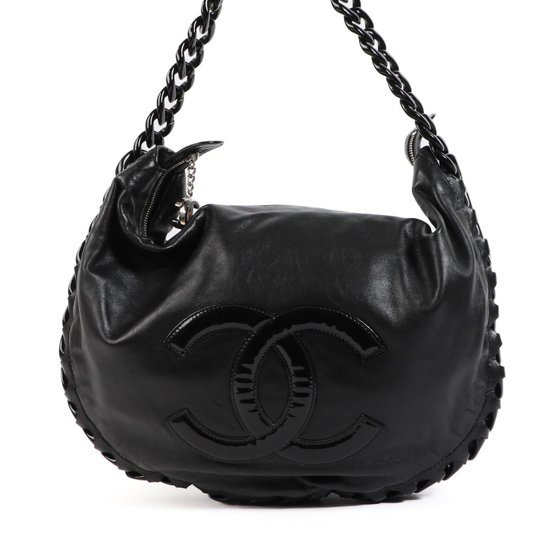 Chanel Black Leather Modern Chain Hobo Shoulder Bag