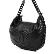 Chanel Black Leather Modern Chain Hobo Shoulder Bag