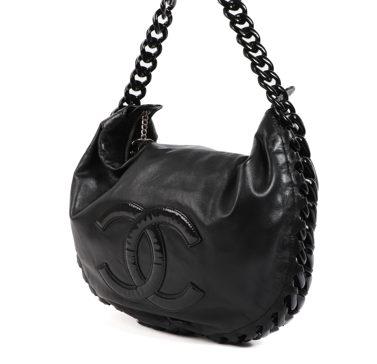 Chanel Black Leather Modern Chain Hobo Shoulder Bag