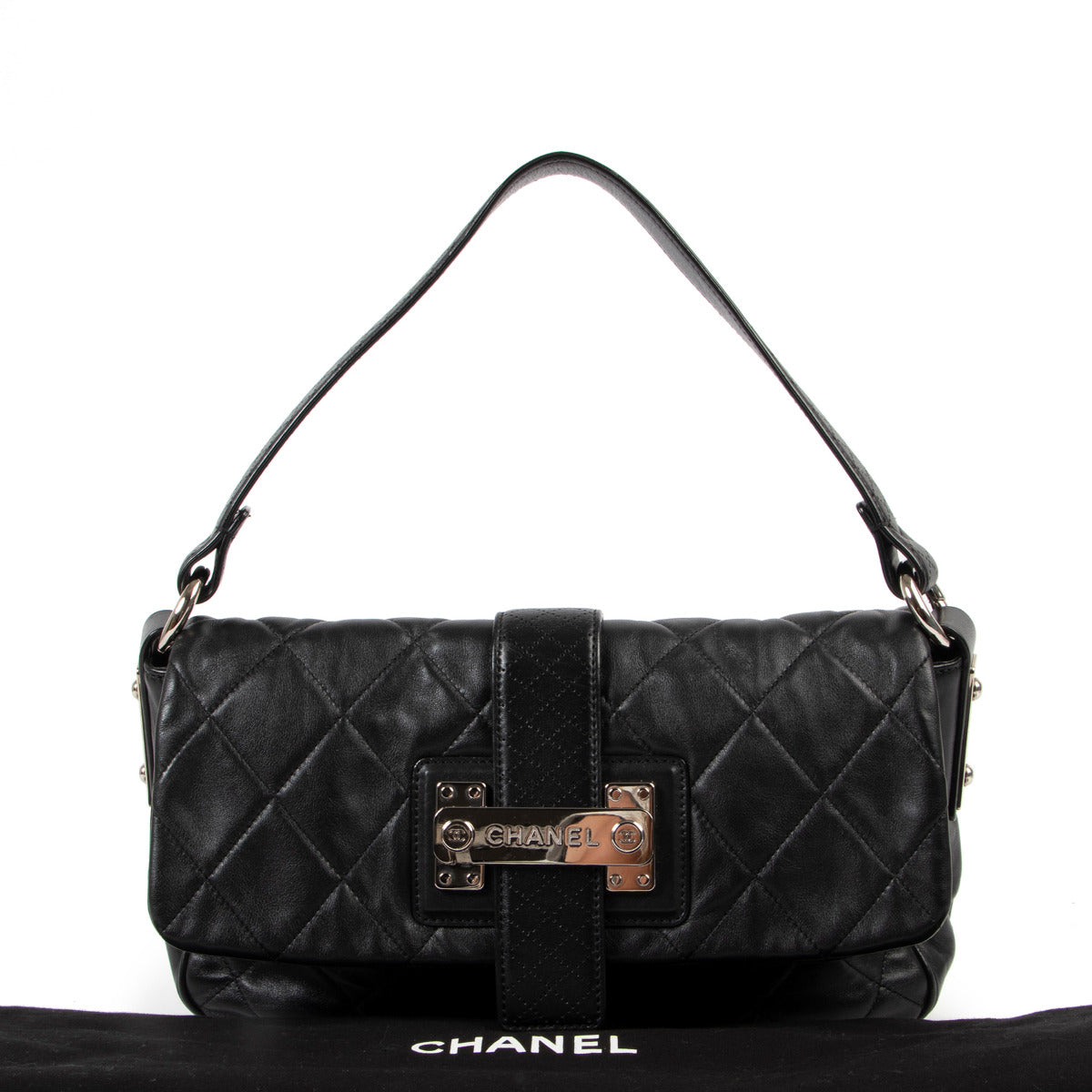 Chanel Black Matelasse Lambskin Leather Bag