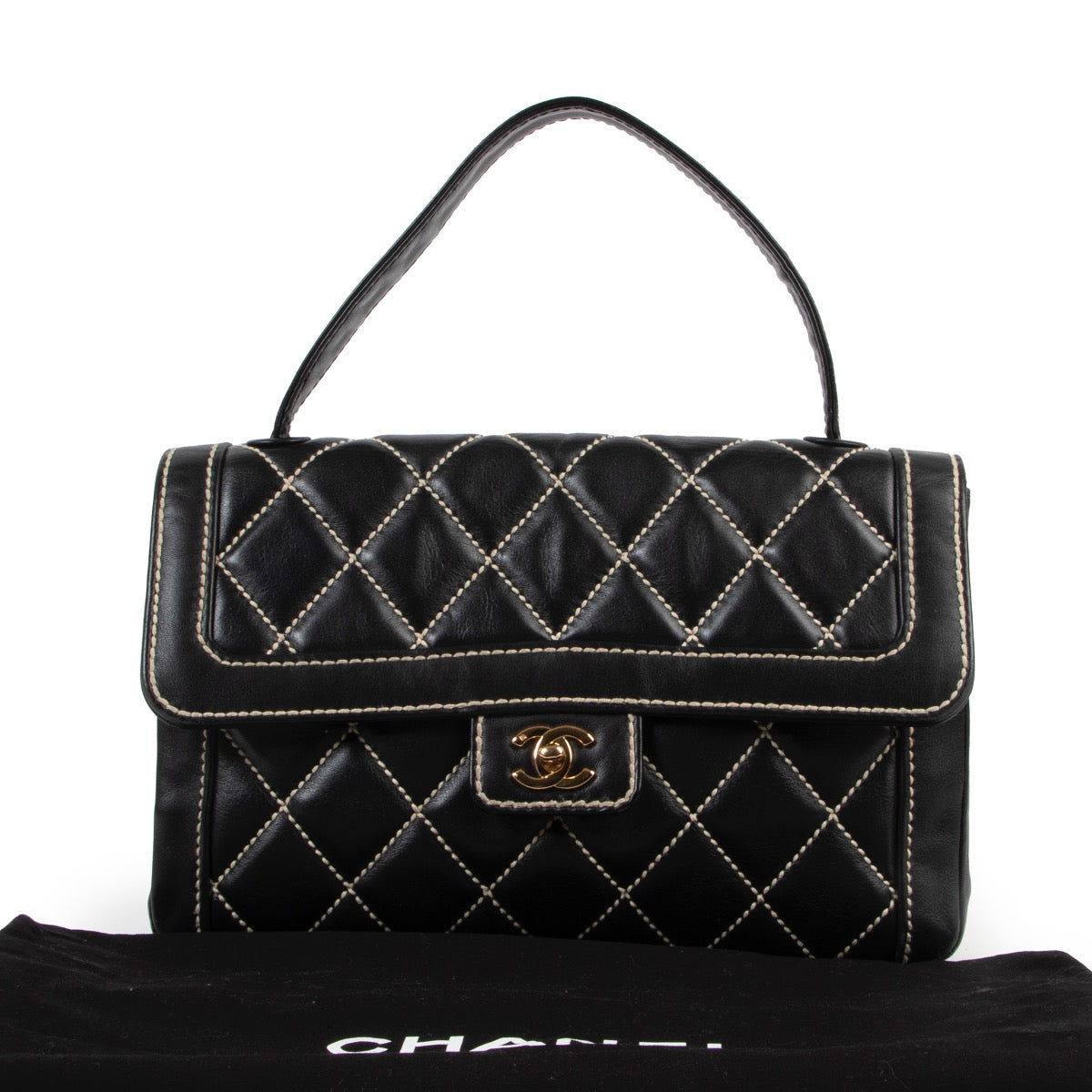 Chanel Black Wild Stitched Top Handle Flap Bag – Labellov