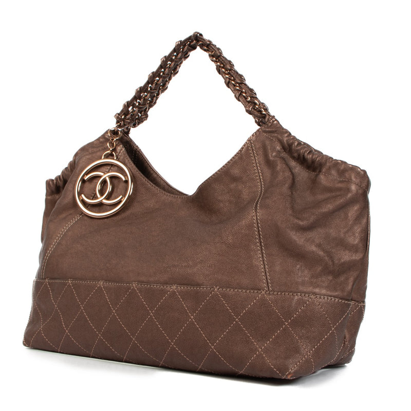 Chanel Bronze Leather Coco Cabas Shoulder Bag