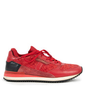 Dolce & Gabbana Red Floral Lace Sneakers