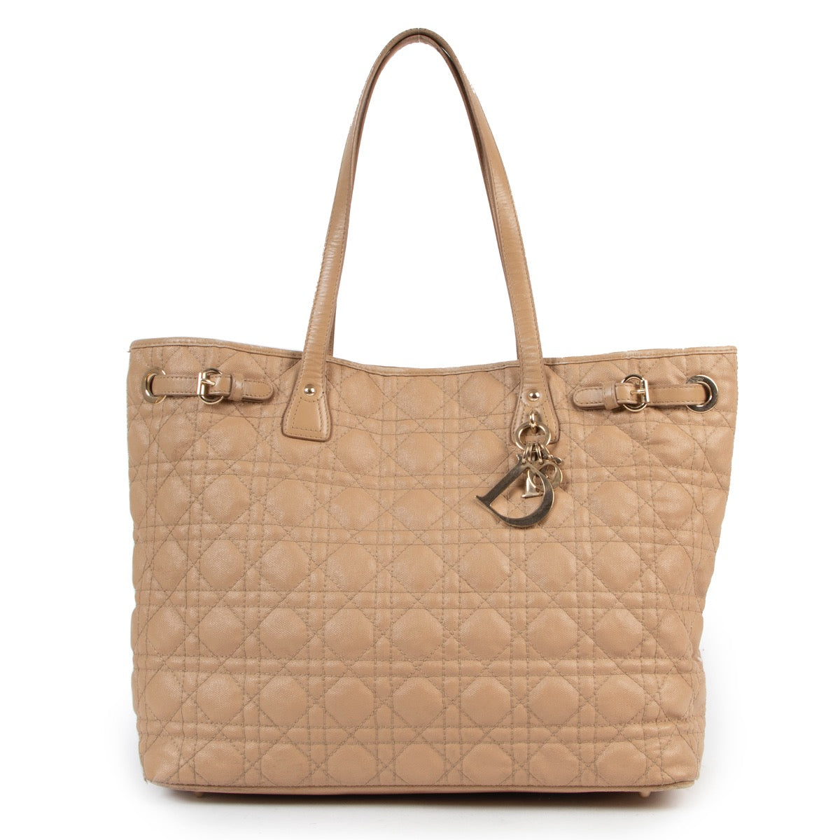 Veilig online kopen van authentieke Christian Dior crème lady dior shopping bag.