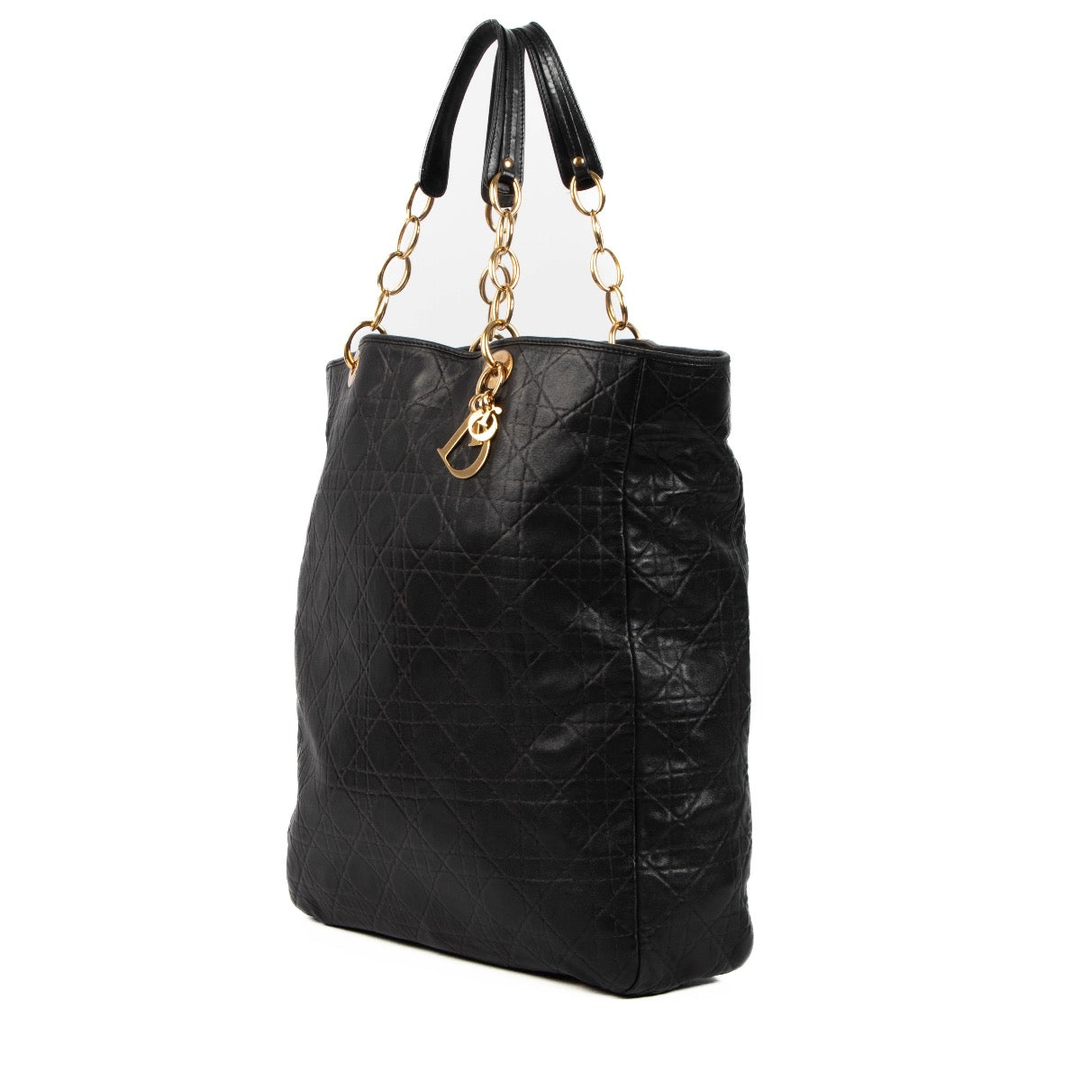 Buy an authentic second hand Christian Dior Cannage Lambskin Leather Soft Lady Dior Shopping Tote in good condition at Labellov Antwerp.