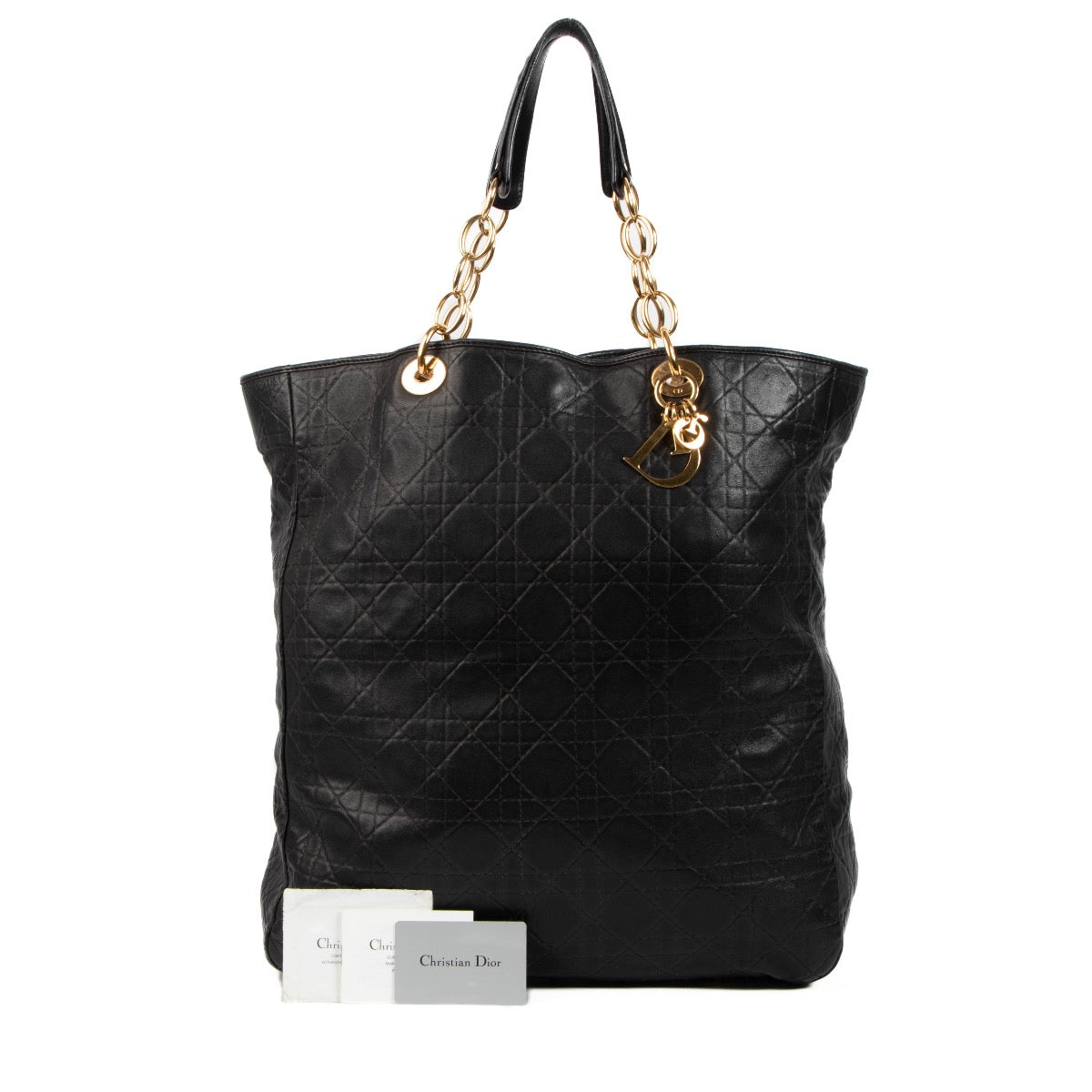 Buy an authentic second hand Christian Dior Cannage Lambskin Leather Soft Lady Dior Shopping Tote in good condition at Labellov Antwerp.