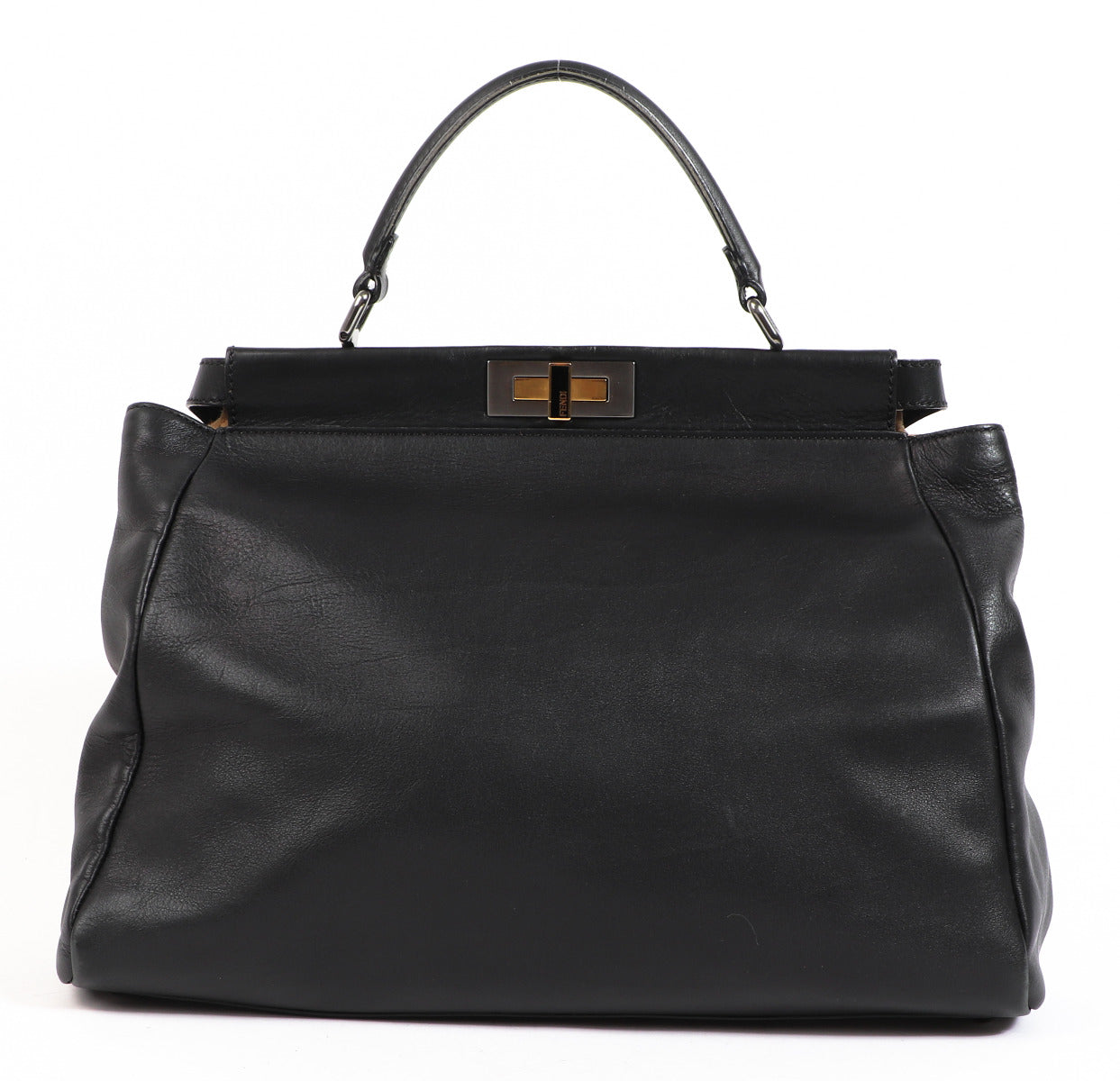 Fendi Zwarte Peekaboo Iconic Tas met Luipaardvoering (Groot)