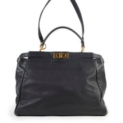 Fendi Dark Blue Denim Zucca Peekaboo Satchel Bag online tegen de beste prijs