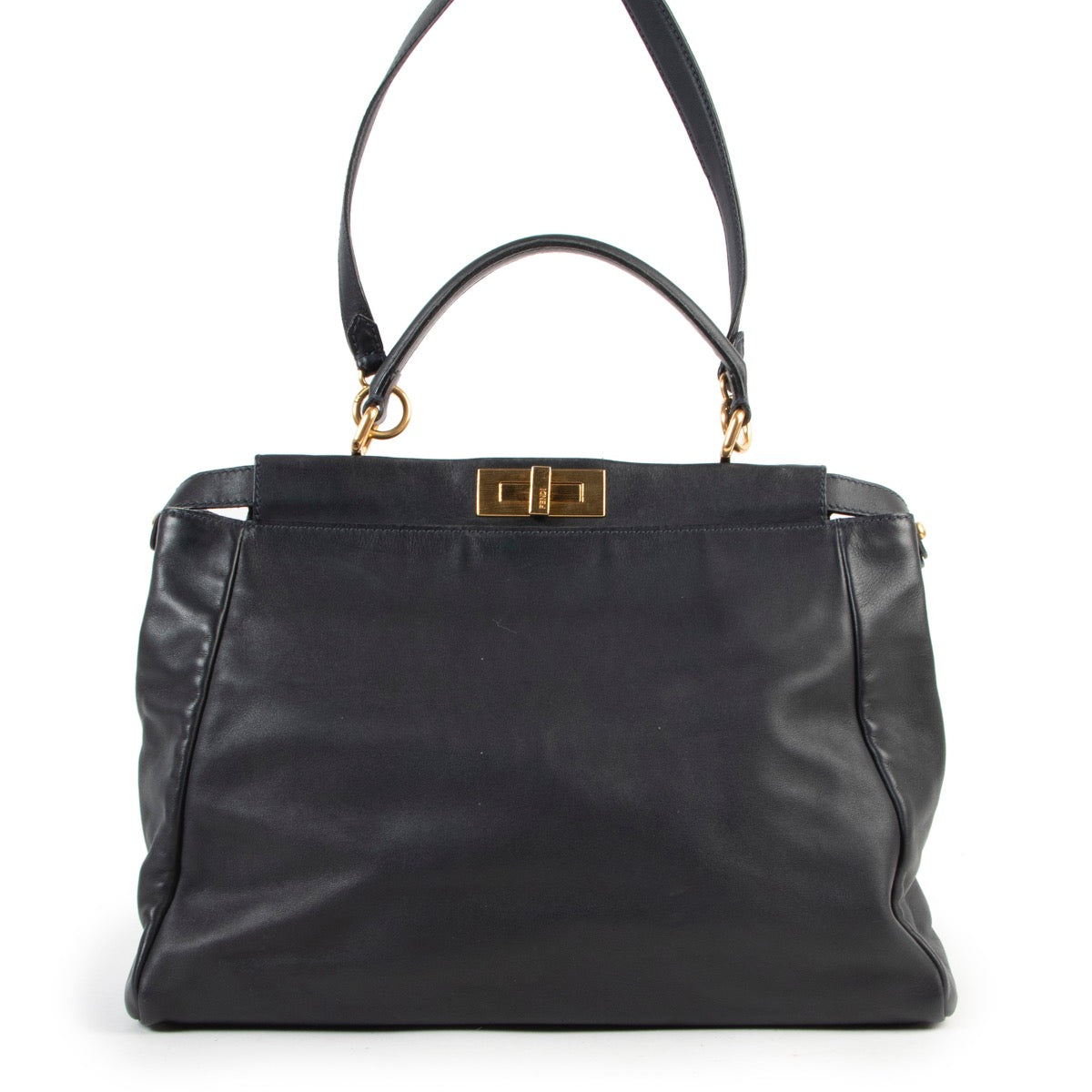 Fendi Dark Blue Denim Zucca Peekaboo Satchel Bag online tegen de beste prijs