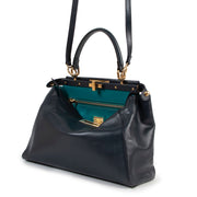 100% authentic Fendi Blue Leather Peekaboo Bag