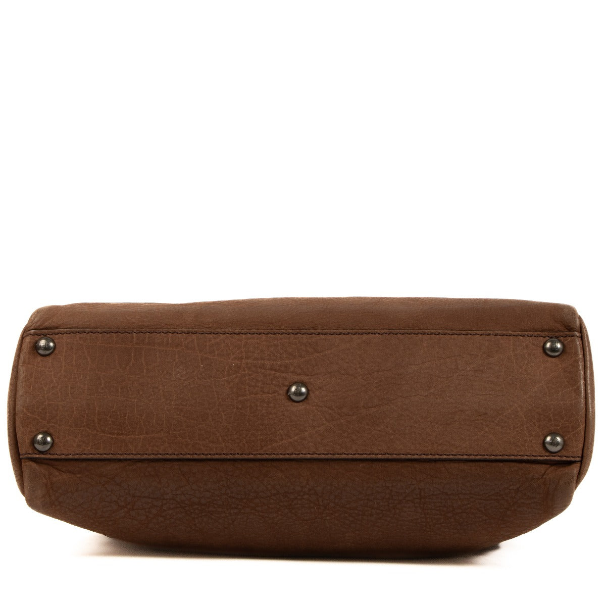 Sac emblématique Peekaboo moyen Fendi en nubuck marron et peau de serpent orange